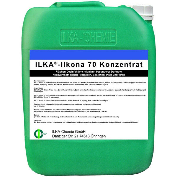 ILKA - Ilkona 70 - Flächendesinfektionmittel, Konzentrat, Desinfektionsmittel für Flächen 10 Liter