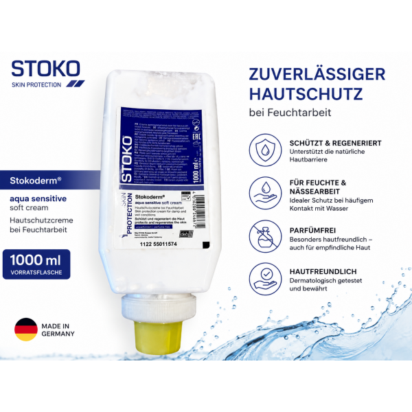 Stokoderm Aqua Sensitive 1 L – feuchten Arbeitsumgebungen